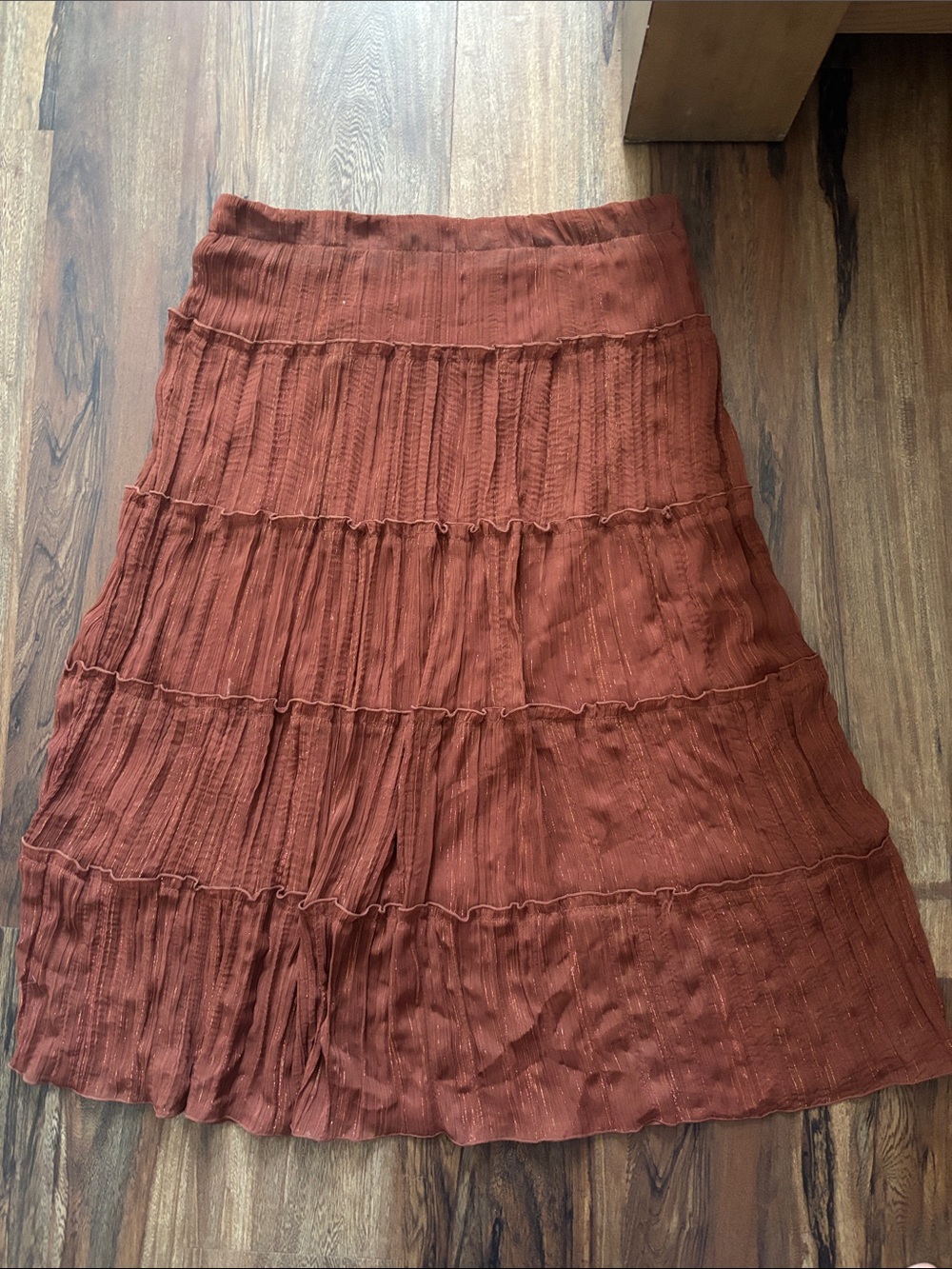 Vintage Star City Tiered Skirt in Rust Brown